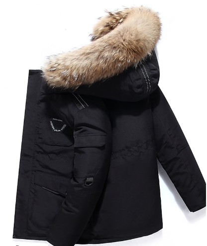 Men's Warm Winter Jacket with Fur Hood