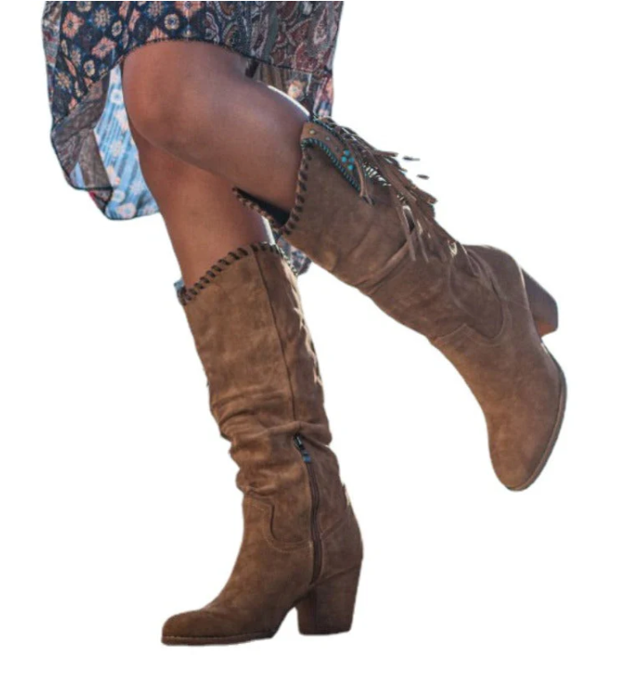 Cowboy-Stiefel Hoch Fransen Western-Look - IdealeKleiden
