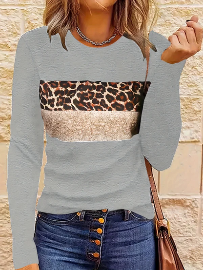 Women's Chic Leopard Print Long Sleeve Shirt