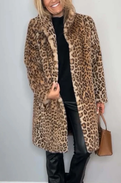 Stylische Damen Winterjacke Leopard Muster - IdealeKleiden