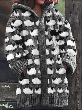 Addison - Sheep Pattern Cardigan Retro Style