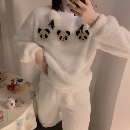 Weiches Fleece Pyjama Set Damen - IdealeKleiden