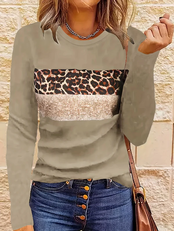Women's Chic Leopard Print Long Sleeve Shirt