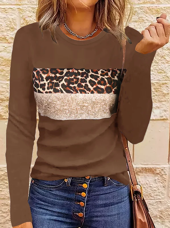 Leopard Langarmshirt Damen Schick Style - IdealeKleiden