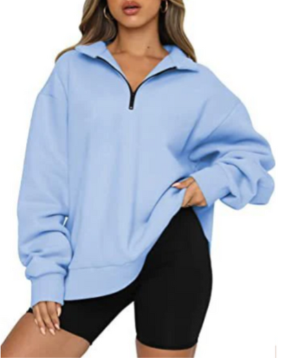 Women's Sweatshirt with Collar, Elegant Style