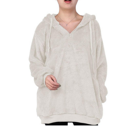 Women's Fleece Sweatshirt Zipper V-Neck