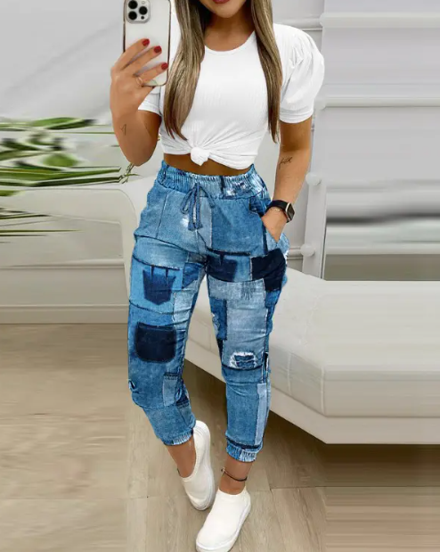 Checked drawstring jogging pants Elegant