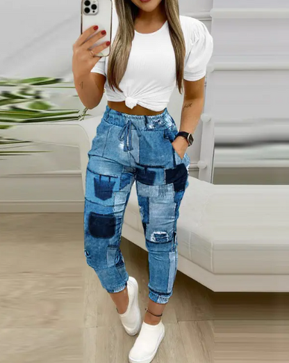 Checked drawstring jogging pants Elegant