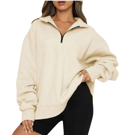 Women's Sweatshirt with Collar, Elegant Style