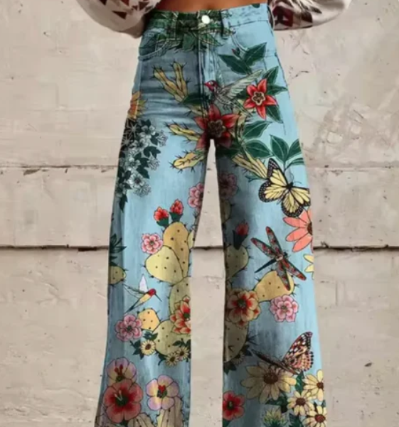 Weite Damen Hose Bunt Gemustert