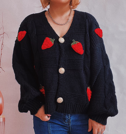 Strawberry Cardigan Open Spring Style