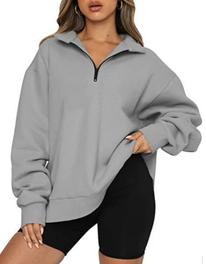 Women's Sweatshirt with Collar, Elegant Style