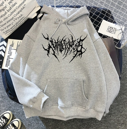 Men's Retro Mountain Hoodie Elegant Grey