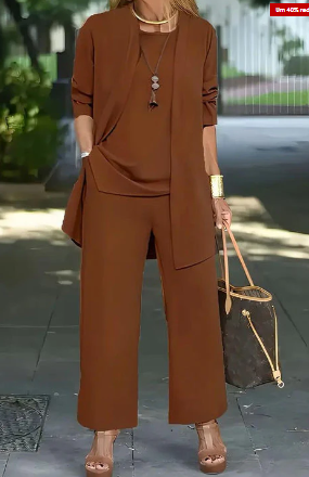Women's Knit Set: Cardigan, Jumper, and Trousers