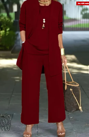 Women's Knit Set: Cardigan, Jumper, and Trousers