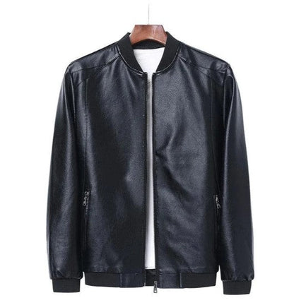Men's Leather Jacket Black Straight Cut