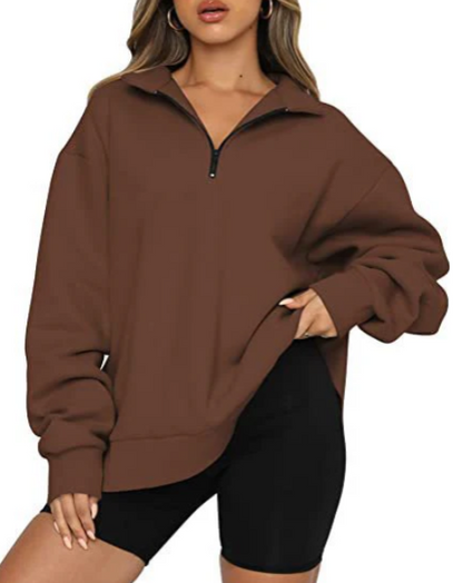 Women's Sweatshirt with Collar, Elegant Style