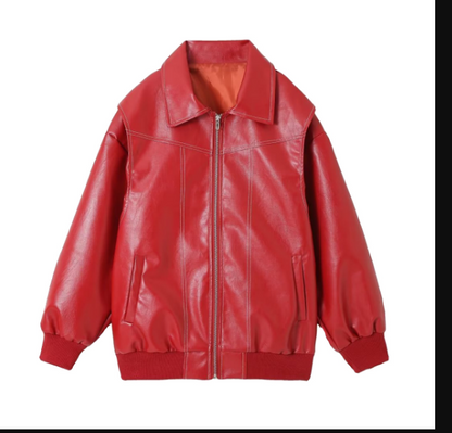 Oversized Leather Jacket Women's Style