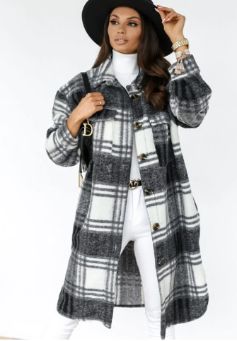 Elegant Plaid Women's Long Coat