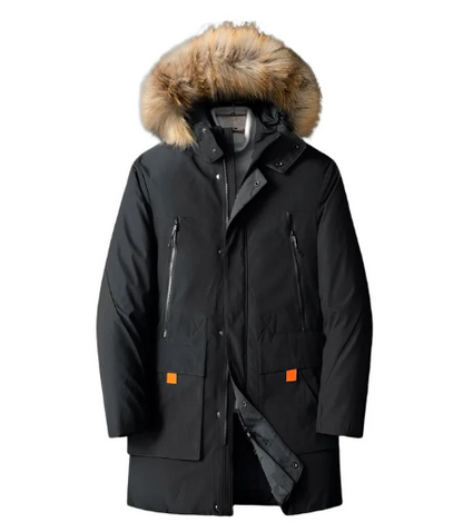 Warm Men's Parka Hood Faux Fur Coat