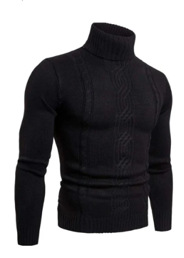 Men's Cable Knit Turtleneck Sweater Elegant