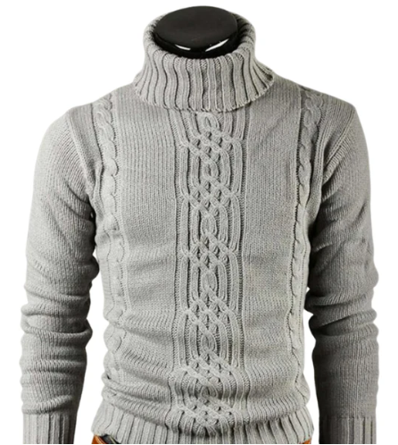 Men's Cable Knit Turtleneck Sweater Elegant