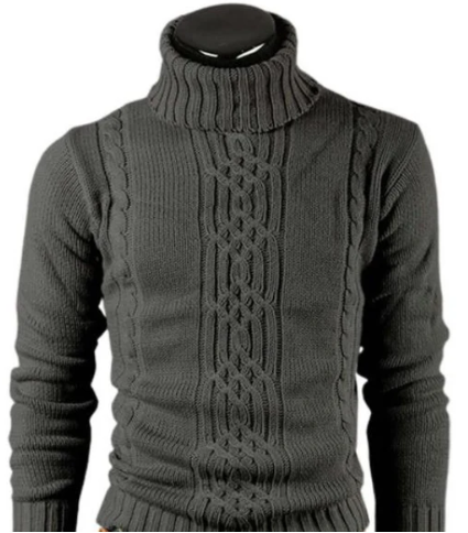 Men's Cable Knit Turtleneck Sweater Elegant