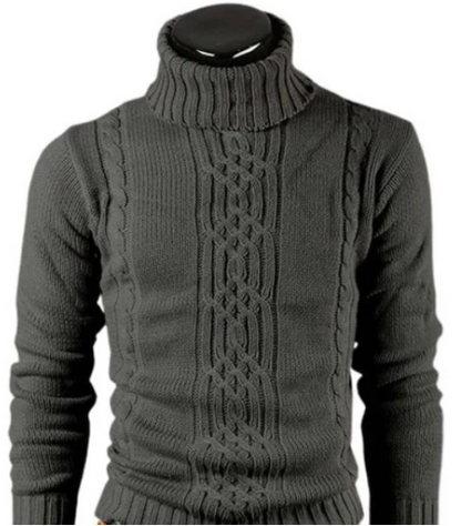 Men's Cable Knit Turtleneck Sweater Elegant