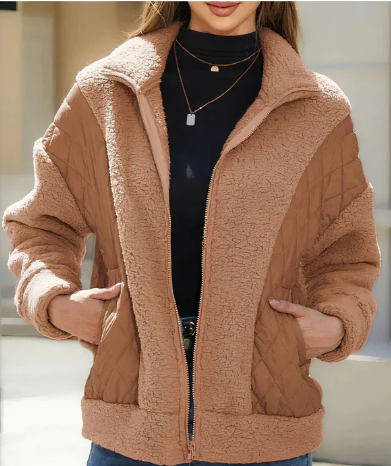 Women's Sherpa Jacket Quilted Vest Warm Elegant