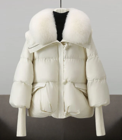Elegant Quilted Jacket Women Fur Trimmed