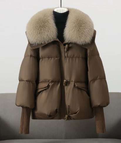 Elegant Quilted Jacket Women Fur Trimmed