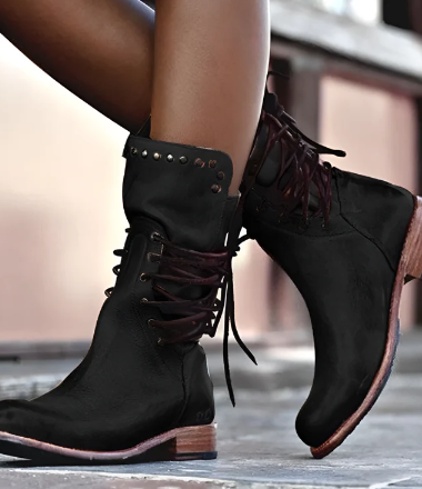 Rustic women's boots with a studded look