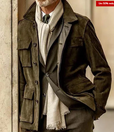 Herren Lederjacke Elegant Knöpfe - IdealeKleiden