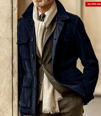 Men's Leather Jacket Elegant Buttons