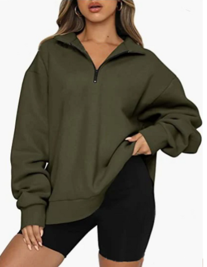 Women's Sweatshirt with Collar, Elegant Style