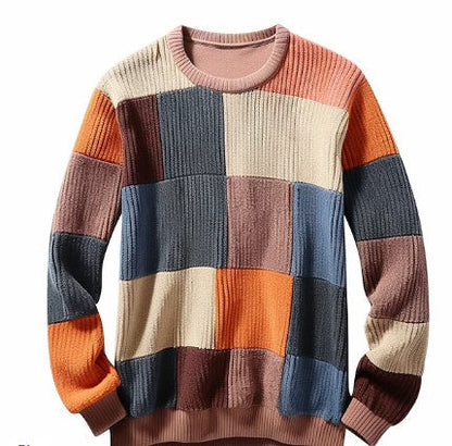 Men's Plaid Color Block Sweater