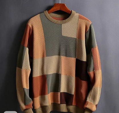 Men's Plaid Color Block Sweater