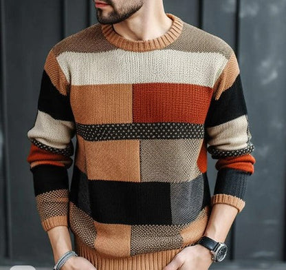 Men's Plaid Color Block Sweater