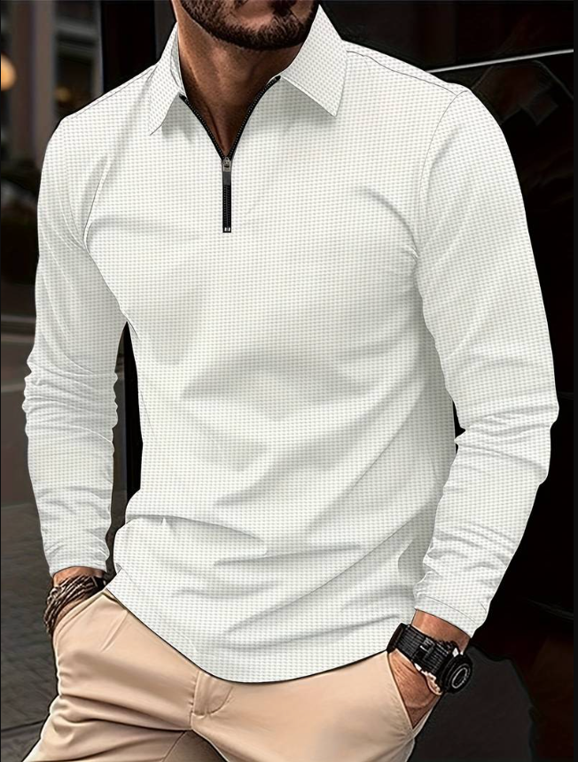 Waffle Knit Long Sleeve V-Neck Casual Shirt