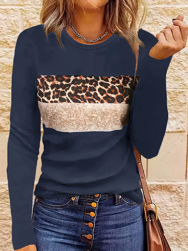 Women's Chic Leopard Print Long Sleeve Shirt