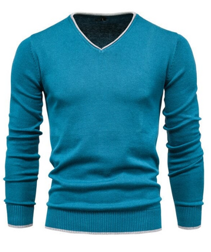 Elegant V-Neck Sweater in Luxurious Silver Grey