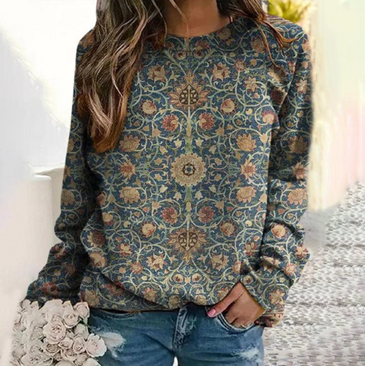 Eleganter Blumen-Pullover Damen - IdealeKleiden