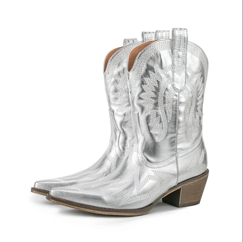 Elegant Leather Cowboy Boots for Women in Western Style