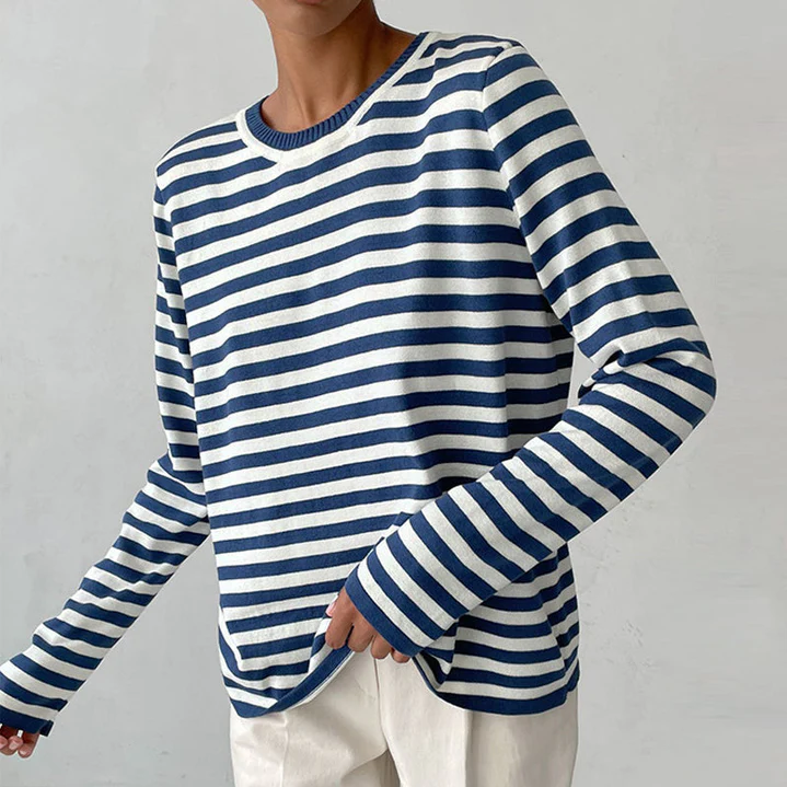 Long-sleeved shirt with stripes in autumn colours