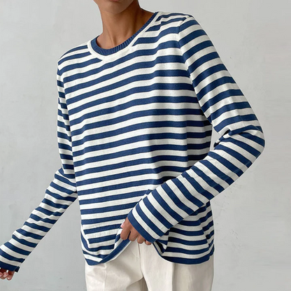 Long-sleeved shirt with stripes in autumn colours