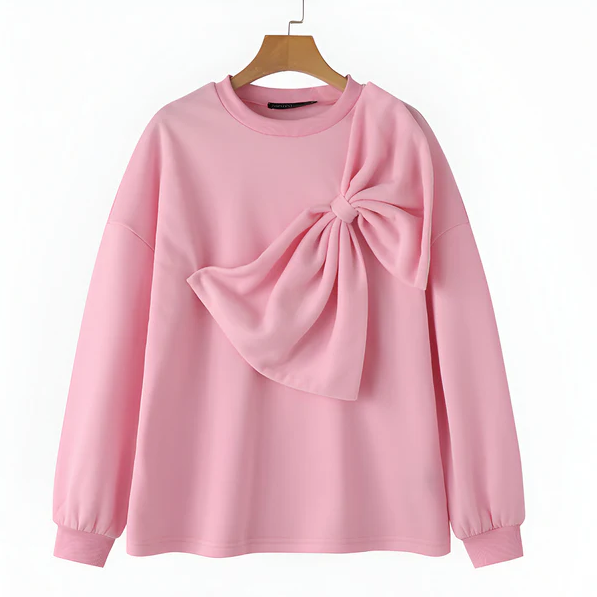 Stylish Women's Sweatshirt Bow Detail