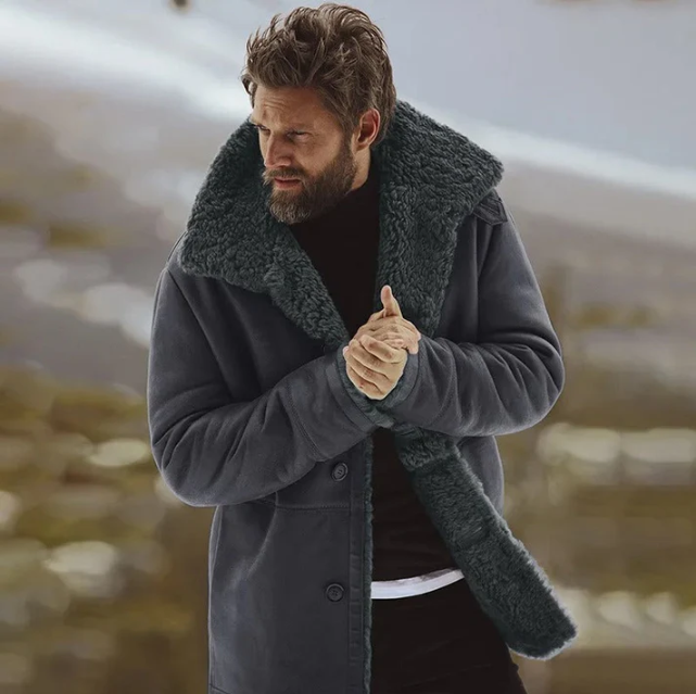 Winter Coat with Fur Collar Luxury Design