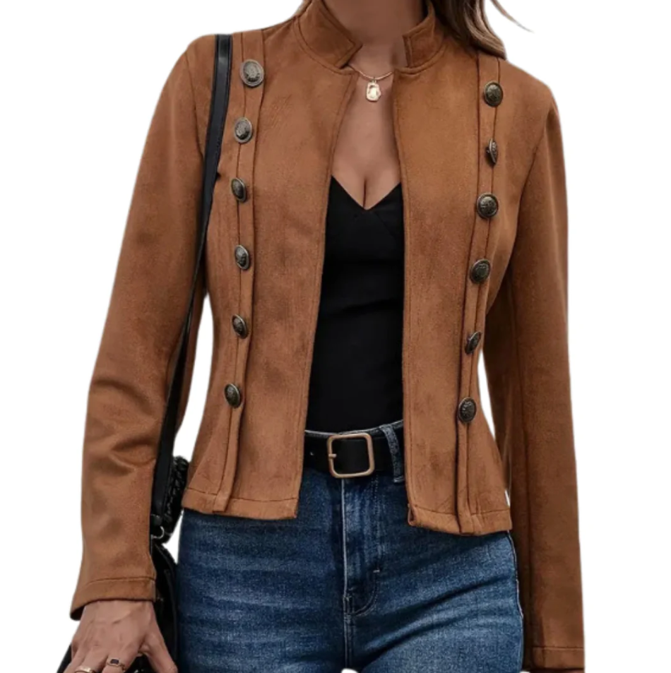 Stylish Women's Coat Double-breasted Modern