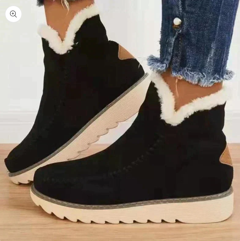 Stylish Leather Boots Women Warm Lining