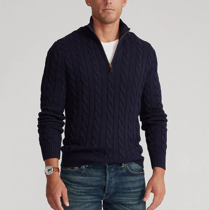 Wool Jumper with Half-Zip